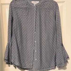 Trovata birds of paradise Blue Blouse with White Dots size S